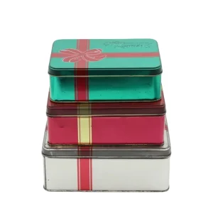 Rectangular Christmas Gift Tinplate Cookie, Cake, Candy, and Chocolate Packaging Can
