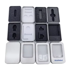 Rectangular Custom Tinplate Gift Box with Foam EVA Insert and Metal Storage Container