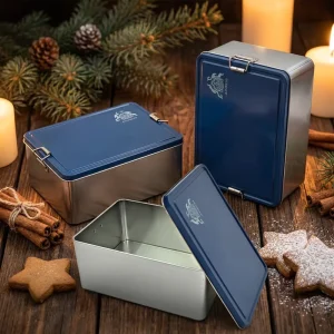 Rectangular Deep Food-Grade Cookie Tin Box with Metal Clasp for Biscuits, Pastries, and Gift Storage