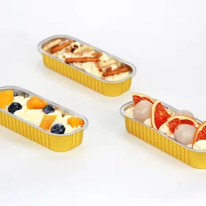 Rectangular Disposable Food Grade Aluminum Foil Container 200ml Oven Safe Tray