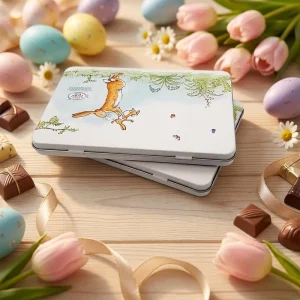 Rectangular Eco-Friendly Recyclable Tinplate Easter Gift Tin Box Holiday Thin Chocolate Packaging