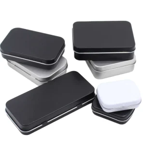 Rectangular Food Grade Packaging Tin Box with Hinges Custom Logo
