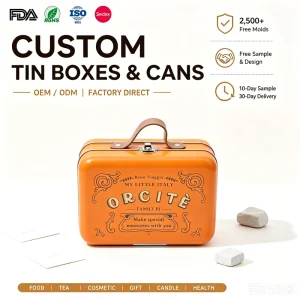 Rectangular Handle Tin Box for Kids Lunch, Candy, Cookies, and Chocolate Food Grade Storage Container