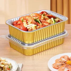 Rectangular Heart shaped Square Aluminum Foil PP Disposable Pulp Moulded Baking Container Trays 75mm Square Recyclable High