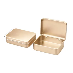 Rectangular Hinged Gold Tinplate Box for USB Packaging with Four-Color Offset Printing