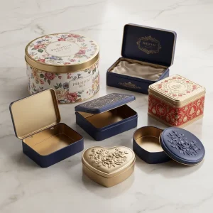 Rectangular Hinged Tin Box USB Drive Storage Container Recyclable Food Grade Tin Can for Matcha