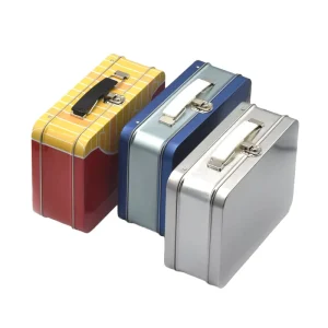 Rectangular Metal Lunch Tin Box with Handle
