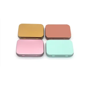 Rectangular Metal Tin Box with Hinged Lid for Jewelry, Toys, and Keychains