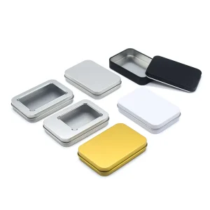 Rectangular Metal Tin Storage Boxes for Food, Cards, Candles, and Crafts, Custom Logo, Recyclable