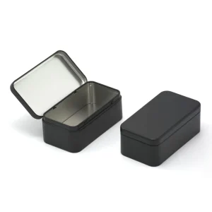 Rectangular Tea Bag Tin Packaging Tinplate Box Metallic Silver Black Square Can Model AJ 120065045 XH Dongguan Origin