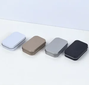 Rectangular Tins Plain Hinged Metal Packing Box White Silver Tin Container Matte Black Metal Tins Box