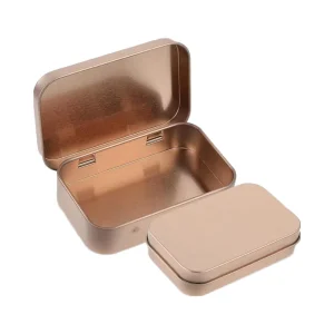 Rectangular or Square Food-Grade Hinged Metal Tin Box for Candy, Cookies, or Storage