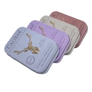 Recyclable 95 x 60 x 20 mm Small Rectangular Black Tinplate Tin Box with Hinged Lid for Candy Mint and Earphone Packaging