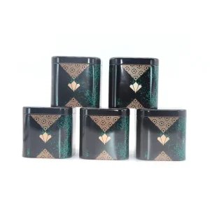 Recyclable Black and Rose Gold Square Metal Tea and Coffee Tin Box With Lid