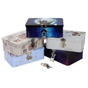 Recyclable Custom Rectangle Aluminum Tinplate Box, 4-Color Offset Printing, UV Coating, Gift Packaging