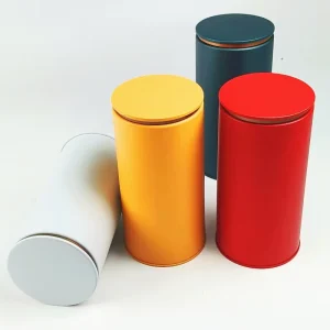 Recyclable Empty Cylinder Metal Packaging Box Round Food Tea Coffee Tin Can