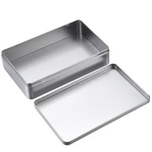 Recyclable Food Grade Empty Silver A5 Rectangular Tin Box for Cookies