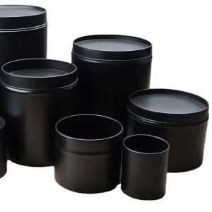 Recyclable Food-Grade Matte Black Tinplate Can with Window for Cake and Chocolate Gift Packaging PE-Laminated MDF Base UV Box