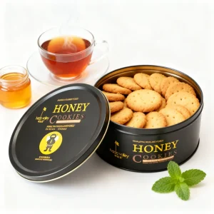 Recyclable Food Safe Tinplate Round Metal Box Gift Box for Cookies Cake Coffee & Candies Custom Color Matte Finish