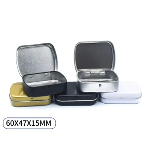 Recyclable Metal Hinged Portable Mint Tin Box Rectangular Empty Small Mini Storage Case MY 829 MANYA Brand UV Coated Custom Logo