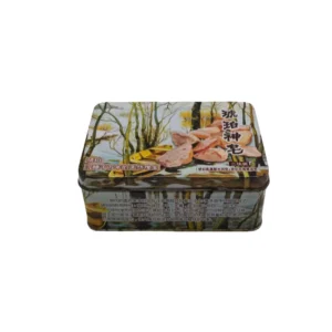 Recyclable Rectangle Tinplate Gift Box with Custom Logo Glossy Finish Embossed Design for Cosmetic Packaging
