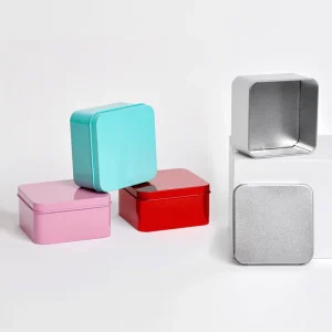 Recyclable Square Tinplate Food Storage Container for Snacks, Chocolate, and Cake