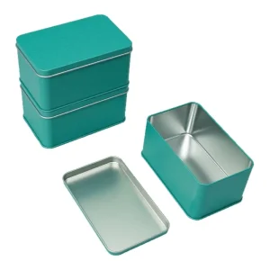 Recyclable Tinplate Metal Packaging Box for Cake Bread Sandwiches Pizza and Sushi with Custom Logo Printing Rectangle