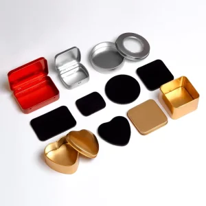 Red Lined Metal Tinplate Jewelry Storage Box for Watch Necklace Bracelet Earring and Ring