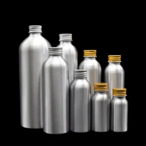 Refillable Aluminum Cosmetic and Essential Oil Bottles 30ml 50ml 100ml 120ml 150ml 200ml 250ml 500ml with Screw Lid