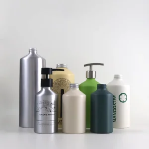 Refillable Reusable Aluminum Bottle with Oblique Shoulder for Skincare 250ml 500ml 1000ml