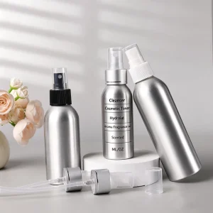 Refillable Silver Aluminum Fine Mist Sprayer Bottle with Pump 40ml 50ml 100ml 120ml 150ml 200ml 250ml