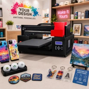 Refinecolor Desktop Small A3 UV Flatbed Printer Metal Wood Acrylic Pens Golf Balls Phone Case Patches Embossing Printing Machine