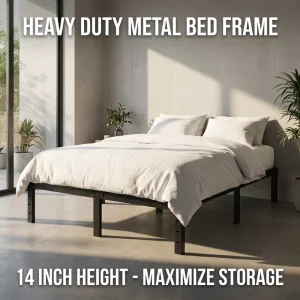 Rental House Integrated Structure Quick Assembly Metal Bed Frame Heavy Duty California King Full Size Double Wrought Iron Bed