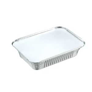 Restaurant Takeaway Disposable Rectangular Aluminum Foil Baking Tray with Plastic Lid, Food Grade, High Temperature
