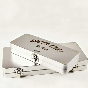 Retro Rectangular Silvery Gray Cosmetics Office Supplies Desktop Organizer Metal Tin Box Pen
