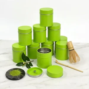 Reusable 50g Tinplate Storage Jar for Matcha Herbal Spices Loose Tea and Powder