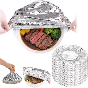 Reusable Aluminum Foil Food Covers Heat-Retaining for Meals Vegetables Fruits Leftovers Storage Packs of 20 30 40 and 50