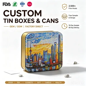 Reusable Custom Printed Metal Cake Tin Box for Biscuits and Cookies