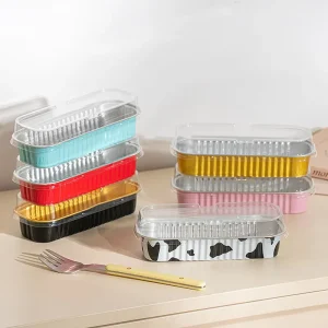 Reusable Oven Cake Baking Mold Tray Rectangle Air Fryer Steamer Tin Foil Aluminum Foil Bowl Pudding Cup Box Container