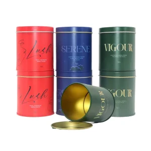 Reusable Round Metal Gift Tin Can Custom Design Recyclable Craft Food Safe Packaging for Christmas Wedding Favors