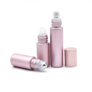 Rose Gold Roll on Glass Perfume Bottle 5ml 10ml Glass Essential Oil Cosmetic Bottle With Metal Roller