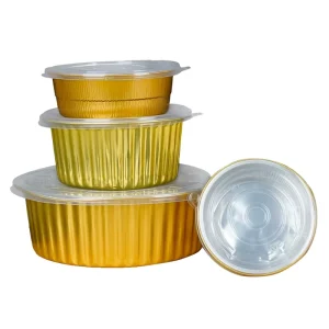 Round Aluminum Foil Container with Lid for Cake Cups and Sauce
