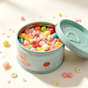 Round Candy Tin Box D70xH36mm 100ml Food Grade Metal Tin Can for Sweet Candy Gift Packaging Custom Printing OEM