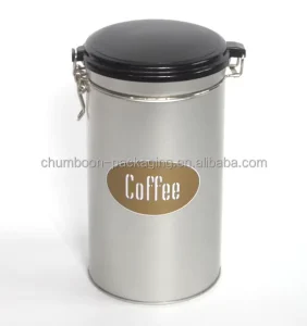 Round Coffee Tin Can Big Capacity Wire Clip Sealed Lid Custom Printed Metal Canister for Coffee Bean Storage