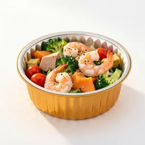 Round Disposable Food Grade Aluminum Foil Container 1370ml Oven Safe Heat Sealable