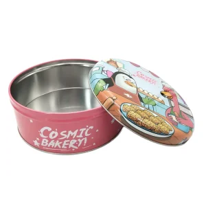 Round Eco Friendly Metal Candy and Cookie Tin Can Glossy Finish Food Grade Packaging Container Also for Biscuit and Gift