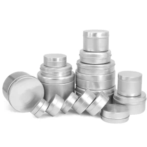 Round Empty Aluminium Metal Tin Containers, Silver Aluminum Candle Tins, Multipurpose Packaging Boxes