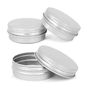 Round Empty Aluminum Jar Tin Can Boxes, Lightweight Metal Cosmetic Sample Containers for Lip Balm