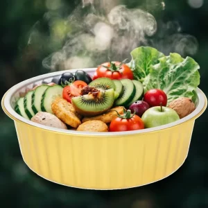 Round Food Grade Aluminum Foil Lid Disposable Oven Safe Containers for Commercial Baking, 5L