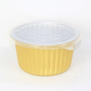 Round Food Grade Disposable Aluminum Foil Container with PP Plastic Lid 1700ml Oven Safe